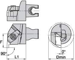 Kennametal - Insert Style NG 2R, 30mm Head Length, Left Hand Cut, Internal Modular Threading Cutting Unit Head - System Size KM3225, 22mm Center to Cutting Edge, Series Top Notch - Exact Industrial Supply