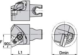 Kennametal - Insert Style LT 16NL, 30mm Head Length, Left Hand Cut, Internal Modular Threading Cutting Unit Head - System Size KM3225, 22mm Center to Cutting Edge, Series LT Threading - Exact Industrial Supply