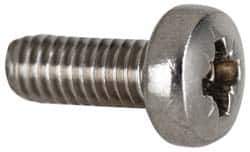 Value Collection - M5x0.80 Metric Coarse, 10mm Length Under Head Pozidriv Drive Machine Screw - Pan Head, Grade 18-8 & A2 Stainless Steel, Uncoated, Without Washer - Exact Industrial Supply