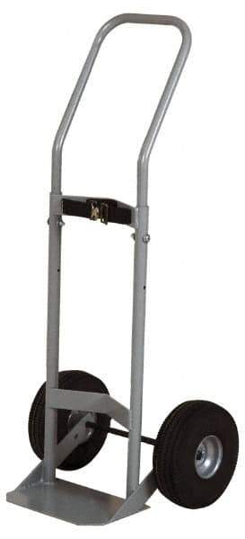Made in USA - 47" OAH Cylinder Hand Truck - Swept Back Handle, Steel, Full Pneumatic Wheels - Exact Industrial Supply
