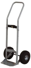 Made in USA - 47" OAH Cylinder Hand Truck - Swept Back Handle, Steel, Full Pneumatic Wheels - Exact Industrial Supply