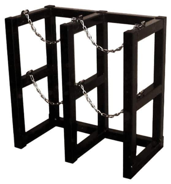 Made in USA - 16" Long x 30" Wide x 30" High, Gas Two Cylinder Tube Rack - Fits 4, 5, 6, 7, 8, 9, 10, 11, 12" Diameter Cylinders - Exact Industrial Supply