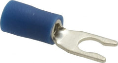 Ideal - #6 Stud, 16 to 14 AWG Compatible, Partially Insulated, Crimp Connection, Locking Fork Terminal - Exact Industrial Supply