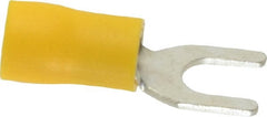 Ideal - #10 Stud, 12 to 10 AWG Compatible, Partially Insulated, Crimp Connection, Standard Fork Terminal - Exact Industrial Supply