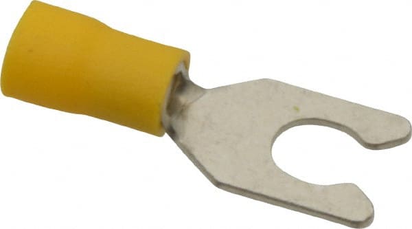 Ideal - 1/4" Stud, 12 to 10 AWG Compatible, Partially Insulated, Crimp Connection, Locking Fork Terminal - Exact Industrial Supply