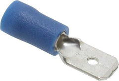 Ideal - 16 to 14 AWG, Vinyl, Fully Insulated, Male Wire Disconnect - 1/4 Inch Wide Tab, Blue, cUL Listed, RoHS Compliant, UL Listed - Exact Industrial Supply