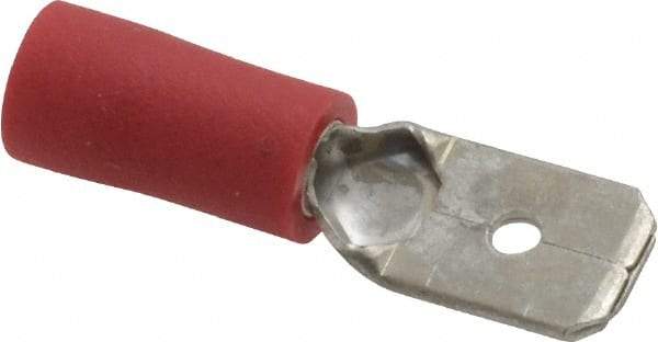 Ideal - 22 to 18 AWG, Vinyl, Fully Insulated, Male Wire Disconnect - 1/4 Inch Wide Tab, Red, cUL Listed, RoHS Compliant, UL Listed - Exact Industrial Supply