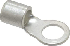 Ideal - 4 AWG Noninsulated Crimp Connection Circular Ring Terminal - 3/8" Stud, 1.319" OAL x 0.65" Wide, Tin Plated Brass Contact - Exact Industrial Supply