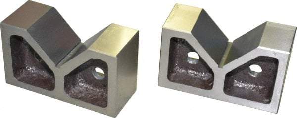 SPI - 3-1/16" Max Capacity, 90° Angle, Cast Iron V-Block - 6" Long x 2-7/16" Wide x 3-1/2" High, Sold as Matched Pair - Exact Industrial Supply