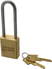 American Lock - 3/4" Shackle Clearance, Keyed Different Padlock - 1/4" Shackle Diam, Steel - Exact Industrial Supply