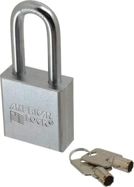 American Lock - 3/4" Shackle Clearance, Keyed Alike Tubular Padlock - 3/8" Shackle Diam, Steel - Exact Industrial Supply