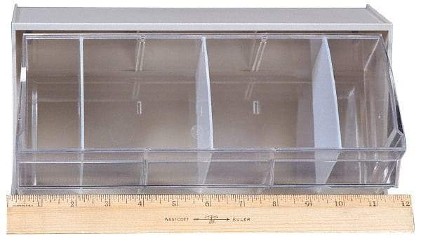 Quantum Storage - 11-7/8" Wide x 5-15/16" High x 5-1/4" Deep, Small Parts Tip Out Stacking Bin Organizer - Polystyrene Frame, 1 Compartments, 11" Wide x 5-1/4" High Bin - Exact Industrial Supply
