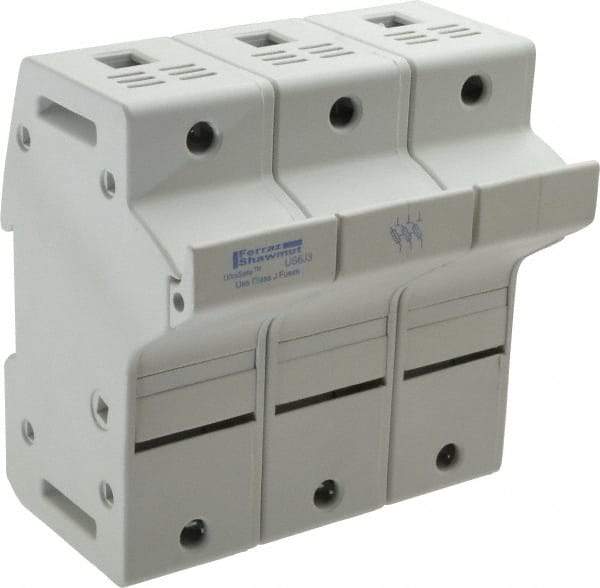 Ferraz Shawmut - 3 Pole, 600 VAC/VDC, 60 Amp, DIN Rail Mount Fuse Holder - Compatible with J Class, 58mm Long x 3.84 Inch Wide and 22mm Diameter Fuse - Exact Industrial Supply