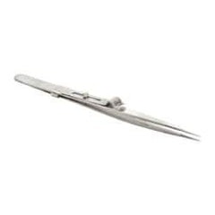 Value Collection - 5-1/2" OAL Diamond Tweezers - Fine Point with Slide Lock - Exact Industrial Supply