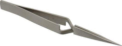 Value Collection - 4-1/2" OAL N0 Reverse Action Tweezers - Flat Tip - Exact Industrial Supply
