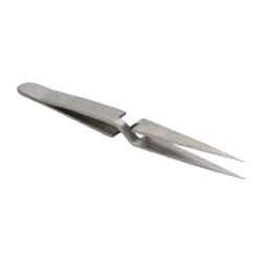 Value Collection - 4-3/4" OAL N1 Reverse Action Tweezers - Fine Point - Exact Industrial Supply