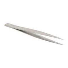 Value Collection - 4-1/4" OAL Stainless Steel Assembly Tweezers - Thin, Fine, Light Point - Exact Industrial Supply
