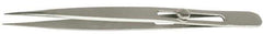 Value Collection - 4-3/4" OAL Assembly Tweezers - Slide Locking, Sharp Point - Exact Industrial Supply