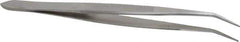 Value Collection - 4-11/32" OAL Assembly Tweezers - Short Bent Point, Serrated Body/Edge - Exact Industrial Supply