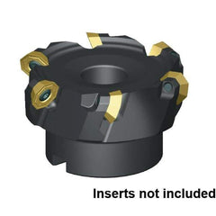 Kennametal - 9 Inserts, 80mm Cut Diam, 27mm Arbor Diam, 3.5mm Max Depth of Cut, Indexable Square-Shoulder Face Mill - 45° Lead Angle, 50mm High, OFPT06L5AFENGB Insert Compatibility, Through Coolant, Series KSOM - Exact Industrial Supply