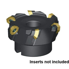 Kennametal - 4 Inserts, 1-1/2" Cut Diam, 1/2" Arbor Diam, 3.5mm Max Depth of Cut, Indexable Square-Shoulder Face Mill - 45° Lead Angle, 40mm High, OFPT06L5AFENGB Insert Compatibility, Through Coolant, Series KSOM - Exact Industrial Supply