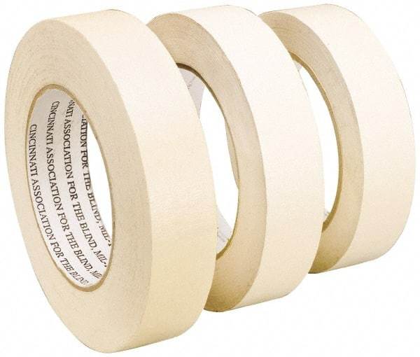 Ability One - 2" Wide x 60 Yd Long White Paper Masking Tape - 5.4 mil Thick - Exact Industrial Supply