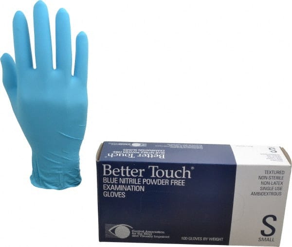 Disposable Gloves: Size Small, 4 mil, Nitrile Blue, 9″ Length
