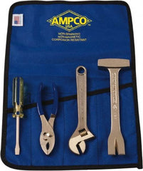 Ampco - 4 Piece Nonsparking Tool Set - Comes in Roll Up Pouch - Exact Industrial Supply