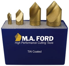 M.A. Ford - 4 Piece, 1/4 to 1" Head Diam, 60° Included Angle, Single End Countersink Set - Exact Industrial Supply