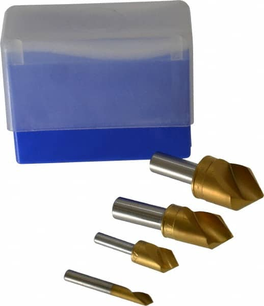 M.A. Ford - 4 Piece, 1/4 to 1" Head Diam, 82° Included Angle, Single End Countersink Set - Exact Industrial Supply