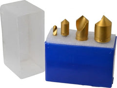 M.A. Ford - 4 Piece, 1/4 to 1" Head Diam, 90° Included Angle, Single End Countersink Set - Exact Industrial Supply