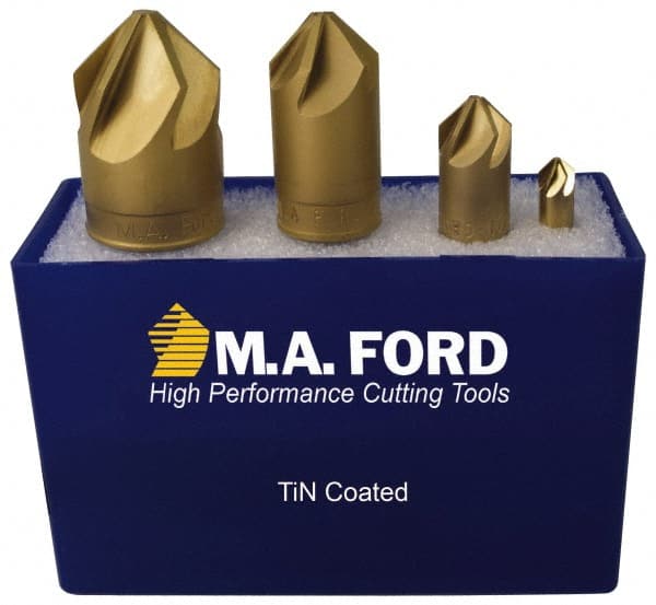 M.A. Ford - 4 Piece, 1/4 to 1" Head Diam, 82° Included Angle, Single End Countersink Set - Exact Industrial Supply