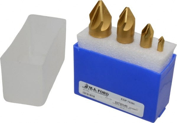 M.A. Ford - 4 Piece, 1/4 to 1" Head Diam, 60° Included Angle, Single End Countersink Set - Exact Industrial Supply