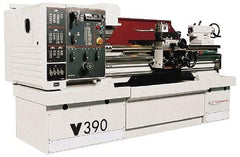 Clausing - 15-3/4" Swing, 50" Between Centers, 208/230/460 Volt, Triple Phase Engine Lathe - 4MT Taper, 10 hp, 14 to 2,500 RPM, 2-1/8" Bore Diam, 53" Deep x 65" High x 107" Long - Exact Industrial Supply