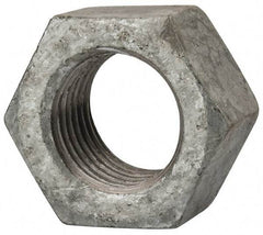 Value Collection - 2 - 4-1/2 UNC Steel Right Hand Hex Nut - 3" Across Flats, 1-23/32" High, Hot Dipped Galvanized Finish - Exact Industrial Supply