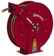 Reelcraft - 24" Long x 13" Wide x 25-3/8" High, 3/8" ID, Spring Retractable Welding Hose Reel - 75' Hose Length, 200 psi Working Pressure, Hose Included - Exact Industrial Supply