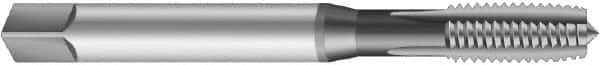 Emuge - 7/8-9 UNC 2BX 4 Flute Nitride Finish Cobalt Straight Flute Machine Tap - Modified Bottoming, Right Hand Thread, 5.512" OAL, 1.26" Thread Length, Oversize - Exact Industrial Supply