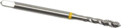 Emuge - #6-32 UNC 3 Flute 3B Modified Bottoming Spiral Flute Tap - Cobalt, Bright Finish, 2.205" OAL, Right Hand Flute, Right Hand Thread, Series Enorm - Exact Industrial Supply
