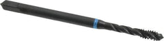 Emuge - #6-32 UNC 3 Flute 3B Modified Bottoming Spiral Flute Tap - Cobalt, Oxide Finish, 2.205" OAL, Right Hand Flute, Right Hand Thread, Series Enorm-VA - Exact Industrial Supply