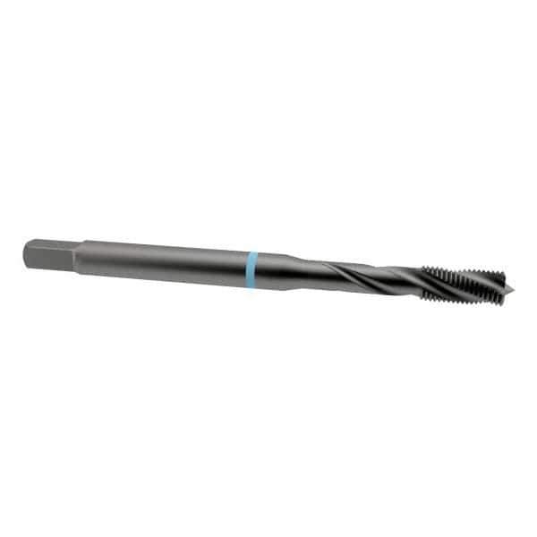 Emuge - 3/8-16 UNC 3 Flute 2B Modified Bottoming Spiral Flute Tap - Cobalt, Oxide Finish, 3.937" OAL, Right Hand Flute, Right Hand Thread, Series Enorm-VA - Exact Industrial Supply