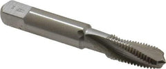 Emuge - 1/16-27 NPT, 15° Helix, 3 Flutes, Modified Bottoming Chamfer, Bright Finish, High Speed Steel, Spiral Flute Pipe Tap - Right Hand Flute, 5/16" Shank Diam, 0.69" Thread Length, 0.250-0.375" Projection, 0.234" Square Size, - Exact Industrial Supply