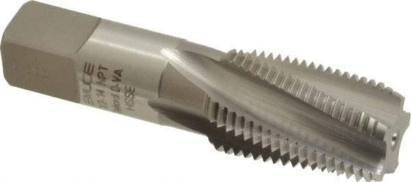 Emuge - 1/2-14 NPT, 15° Helix, 5 Flutes, Modified Bottoming Chamfer, Bright Finish, High Speed Steel, Spiral Flute Pipe Tap - Right Hand Flute, 11/16" Shank Diam, 1.38" Thread Length, 0.517-0.641" Projection, 0.515" Square Size, - Exact Industrial Supply