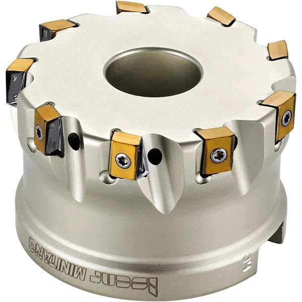 Iscar - 6 Inserts, 2-1/2" Cut Diam, 1" Arbor Diam, 0.315" Max Depth of Cut, Indexable Square-Shoulder Face Mill - 0/90° Lead Angle, 1-3/4" High, T490 LN.. 0804 Insert Compatibility, Through Coolant, Series Helitang - Exact Industrial Supply