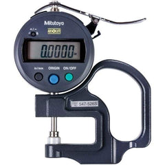 Mitutoyo - 0mm to 12mm Measurement, 0.001mm Resolution Electronic Thickness Gage - Accurate up to 0.0002", 1.5 N Measuring Force - Exact Industrial Supply