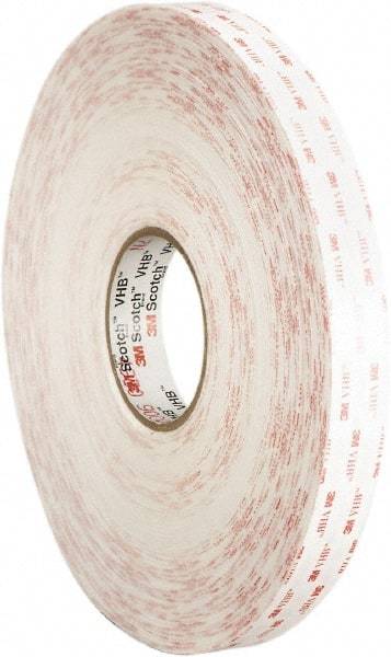 3M - 2" x 36 Yd Acrylic Adhesive Double Sided Tape - 45 mil Thick, White, Foam Liner - Exact Industrial Supply