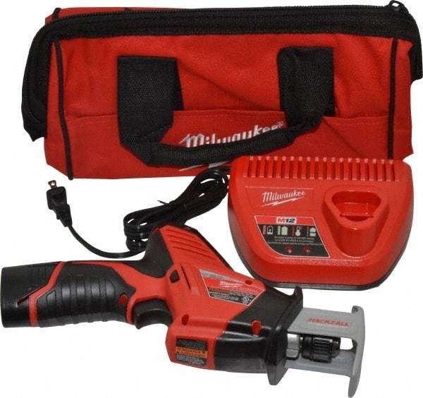 Milwaukee Tool - 12V, 0 to 3,000 SPM, Cordless Reciprocating Saw - 1/2" Stroke Length, 11" Saw Length, 1 Lithium-Ion Battery Included - Exact Industrial Supply