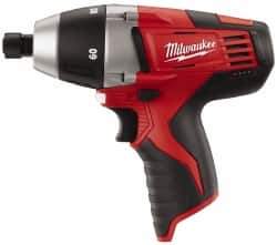 Milwaukee Tool - 12 Volts, Lithium-Ion Battery, 1/4 Inch Keyless Chuck, Pistol Grip Cordless Drill - 250, 750 RPM, 60 Inch/Lbs. Torque, Reversible - Exact Industrial Supply