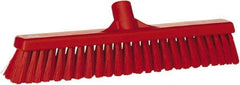 Vikan - 16" Fine Particle Synthetic Push Broom - 2" Bristle Length, Plastic Block, European Threaded Handle Connection - Exact Industrial Supply