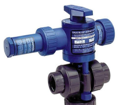 Plast-O-Matic - 1-1/2" Pipe, PVC Pneumatic Spring Return Actuated Ball Valve - Viton Seal, True Union End Connection - Exact Industrial Supply