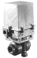 Plast-O-Matic - 1-1/4" Pipe, PVC Electric Actuated Ball Valve - Viton Seal, True Union End Connection - Exact Industrial Supply
